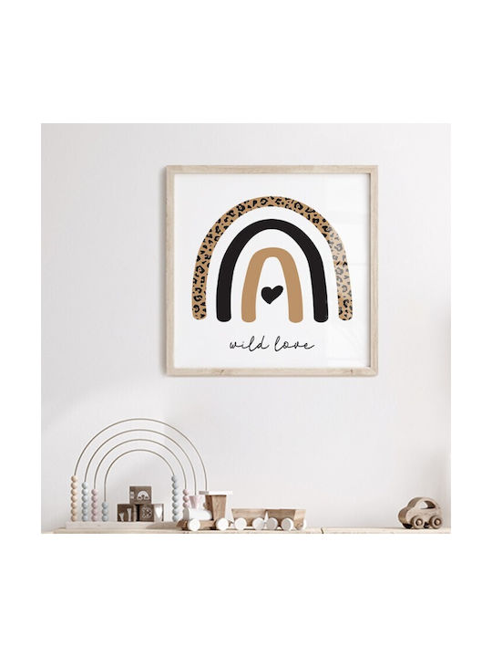 Walls Kids Wall Art Leopard Rainbow with Black Wooden Frame 50x50cm