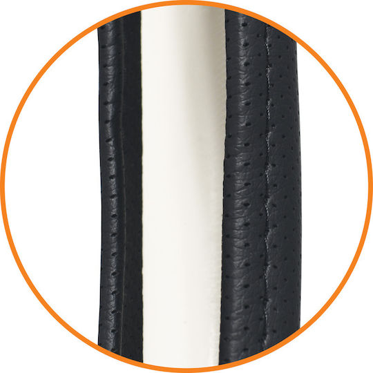 Cartech Car Steering Wheel Cover with Diameter 35cm Leather Black with Black Stitching
