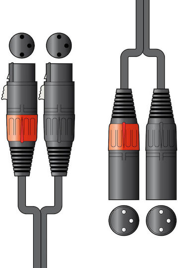Chord Cable 2 x XLR male - 2 x XLR female Μαύρο 0.75m 2XF-2XM075