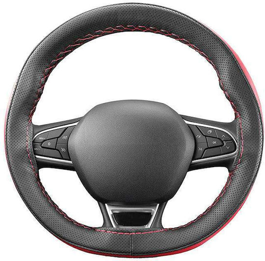 Otom Car Steering Wheel Cover Otom Stitching Tailored with Diameter 37-39cm made of Leatherette Black