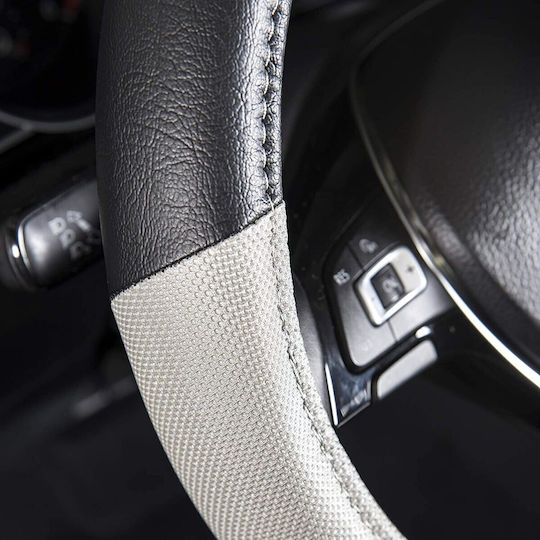WRC Car Steering Wheel Cover Bimaterial with Diameter 35-38cm Synthetic Silver