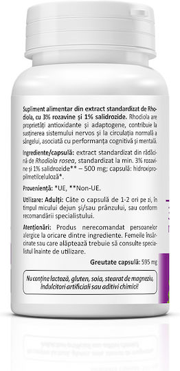 Zenyth Rhodiola Rosavins 500mg 30 Capsule
