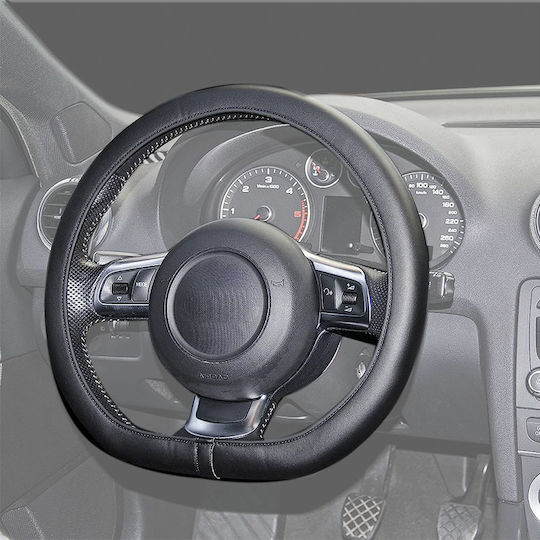 Car+ Car Steering Wheel Cover Comfort Grip with Diameter 41-42cm made of Leatherette Black
