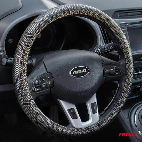 AMiO Car Steering Wheel Cover SWC-37 with Diameter 37-39cm Synthetic Gray