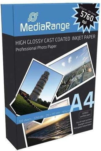 MediaRange Photo Paper High Glossy A4 (21x30) 160gr/m² for Printers Inkjet 100 Sheets