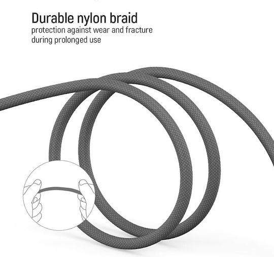 ColorWay Braided USB to Lightning / Type-C / micro USB Cable 4A Γκρι 1.2m (CW-CBU3003-GR)