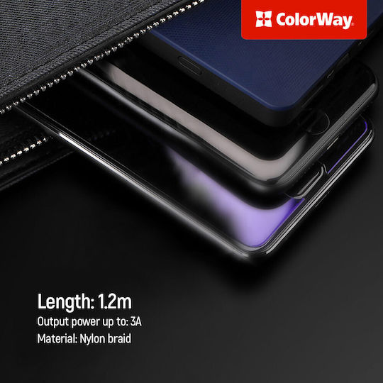 ColorWay Braided USB to Lightning / Type-C / micro USB Cable 4A Γκρι 1.2m (CW-CBU3003-GR)