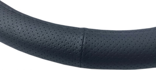 Car Steering Wheel Cover with Diameter 44-46cm made of Leatherette Black with Black Stitching
