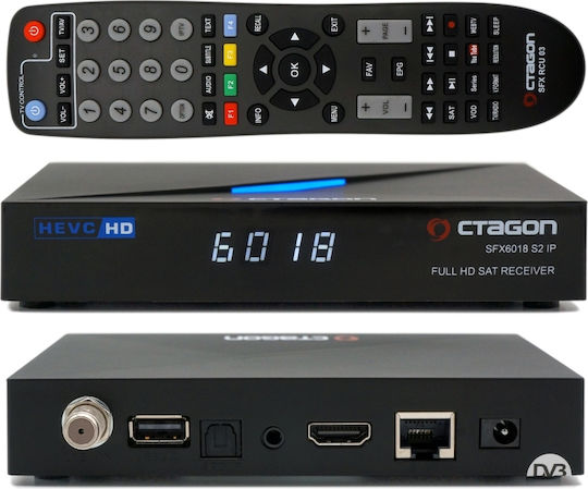 Octagon Satellite Decoder SFX6018 HD (720p) DVB-S2 with Built-in Wi-Fi in Black Color