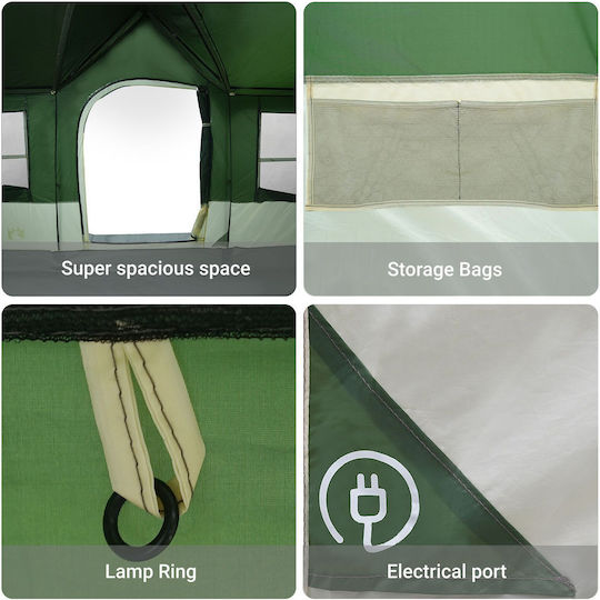 vidaXL Green Camping Tent for 12 People 622x295x238cm