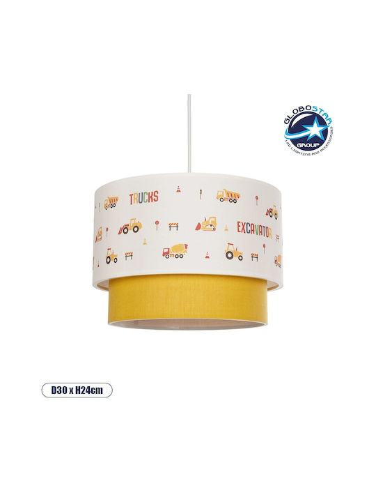 GloboStar Kids Fabric Single Ceiling Light E27 Excavator White 8W 30x70cm