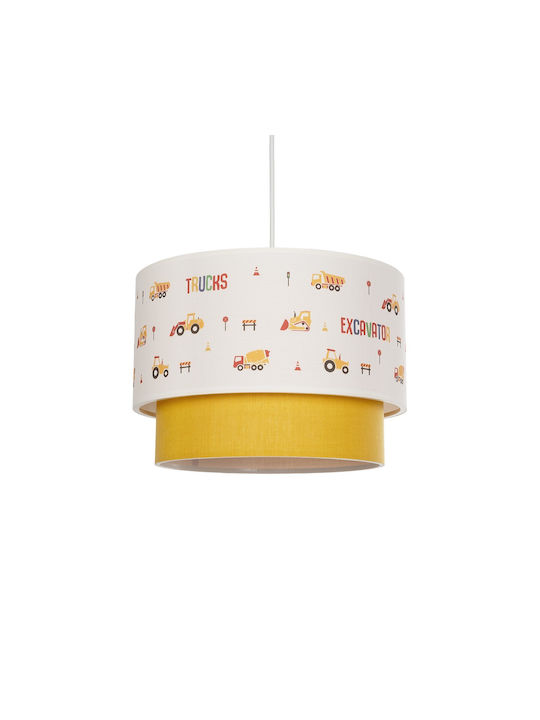 GloboStar Kids Fabric Single Ceiling Light E27 Excavator White 8W 30x70cm