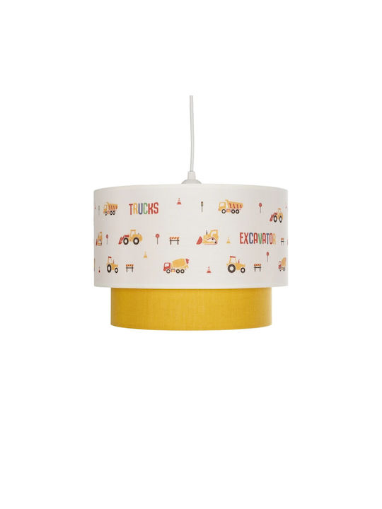 GloboStar Kids Fabric Single Ceiling Light E27 Excavator White 8W 30x70cm