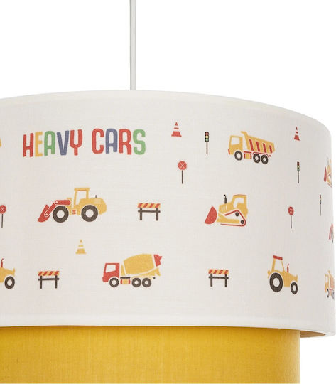 GloboStar Kids Fabric Single Ceiling Light E27 Excavator White 8W 30x70cm