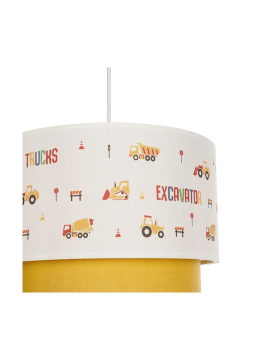 GloboStar Kids Fabric Single Ceiling Light E27 Excavator White 8W 30x70cm