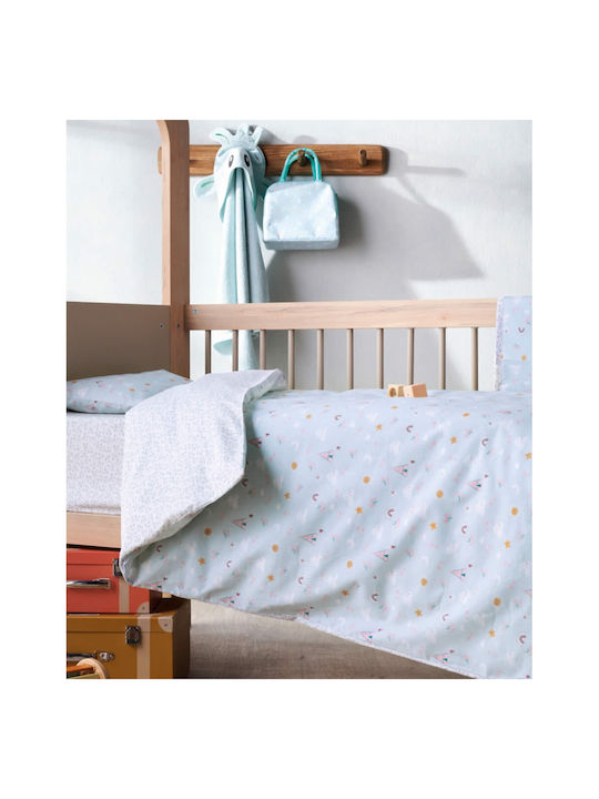 Kentia Kounelito Baby Sheets Set Crib Cotton Light Blue 120x170cm 3pcs