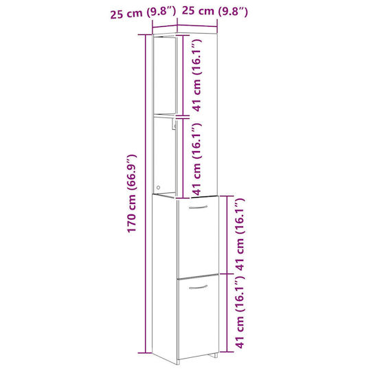 vidaXL Στήλη Μπάνιου Δαπέδου Μ25xΒ25xΥ170cm Δρυς