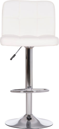 Stool Bar Diana with Back & Adjustable Height White 2pcs 44x52x109cm