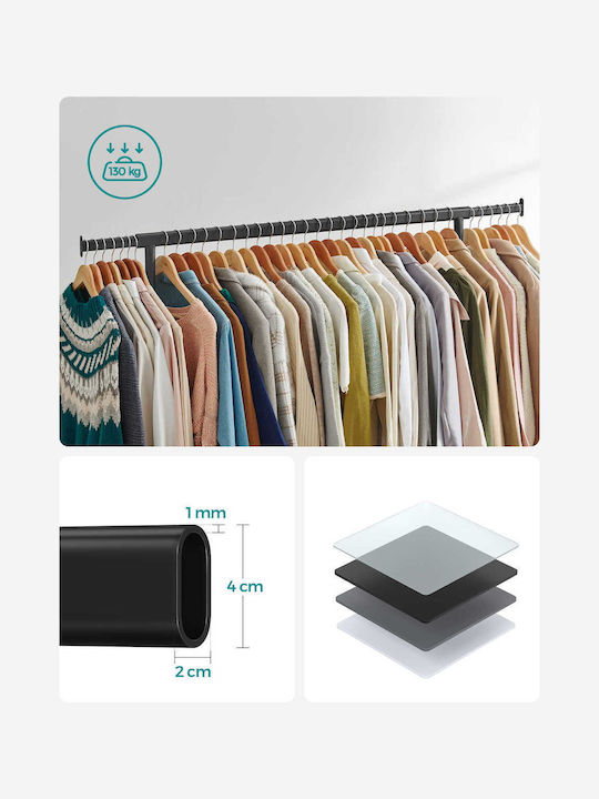 Songmics Wheeled Floor Garment Rack made of Metal Black 160x45x150cm