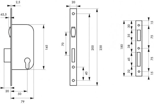 Thirard 00013289 Recessed Cylinder Lock Ball Center 50 Nickel