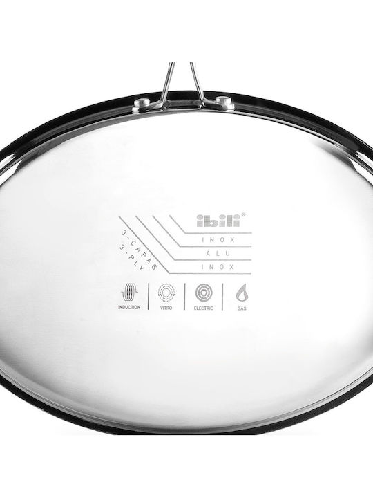 Ibili Tigaie Naturală Triplu Strat Din Oțel Inoxidabil Cu Acoperire Antiaderentă