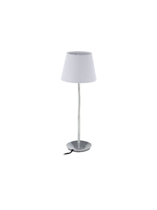 Relaxdays Material Textil Lampă de masă pentru Soclu E14 cu Abajur Alb și Bază Argintiu
