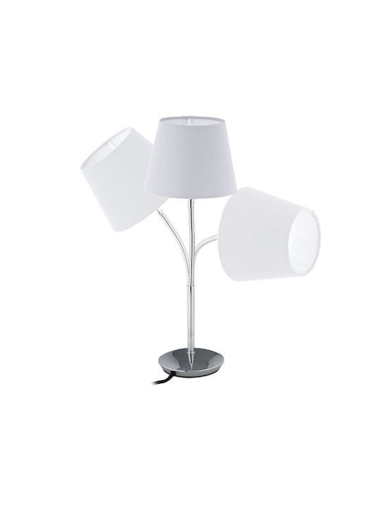 Relaxdays Material Textil Lampă de masă pentru Soclu E14 cu Abajur Alb și Bază Argintiu