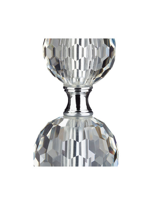 Relaxdays Cristal Lampă de masă pentru Soclu E27 cu Abajur Argintiu și Bază