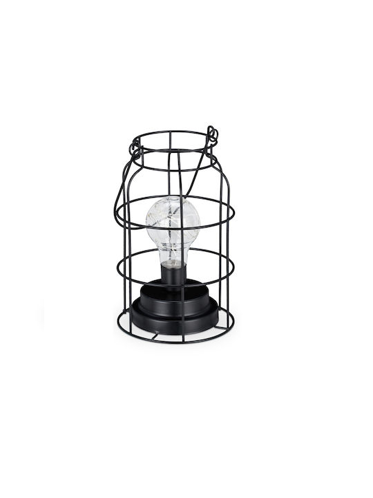 Relaxdays Metall Vintage Tischlampe LED mit Schwarz Schirm und Basis