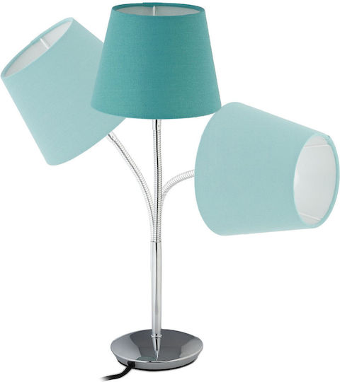 Relaxdays Material Textil Lampă de masă pentru Soclu E14 cu Abajur Turcoaz și Bază Argintiu