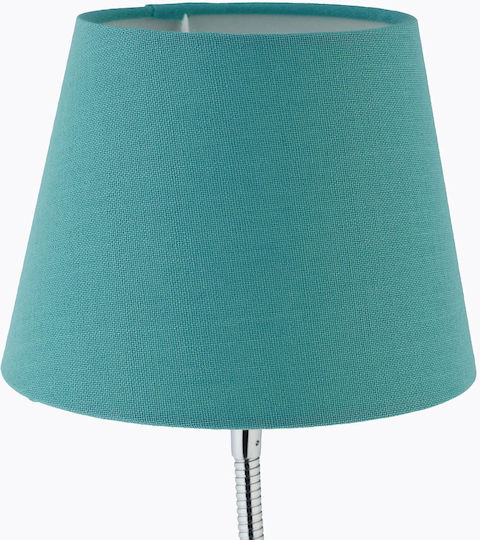 Relaxdays Material Textil Lampă de masă pentru Soclu E14 cu Abajur Turcoaz și Bază Argintiu