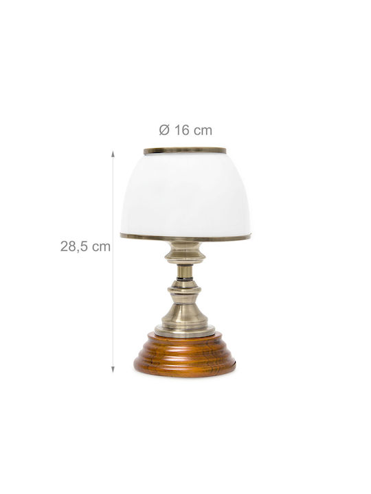 Relaxdays Sticlă Lampă de masă pentru Soclu E14 cu Abajur Alb și Bază Auriu