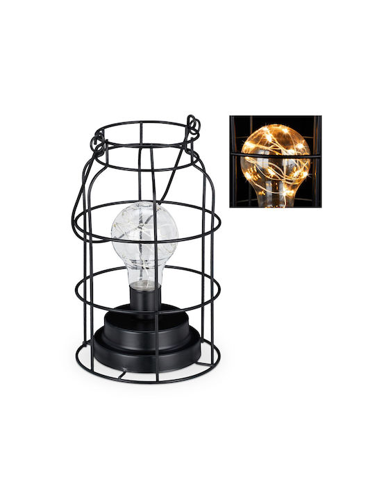 Relaxdays Metall Vintage Tischlampe LED mit Schwarz Schirm und Basis