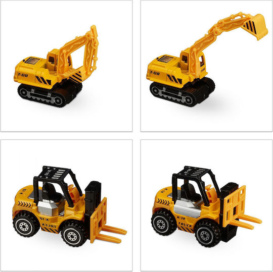 Set de Jucării 6 Piese Elicopter Stivuitor Excavator Autogreder Basculantă Excavator Mic pentru Copii de 3 Ani+