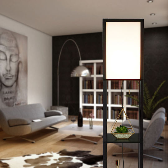 Relaxdays Floor Lamp H161xW26cm. with Socket for Bulb E27 Black