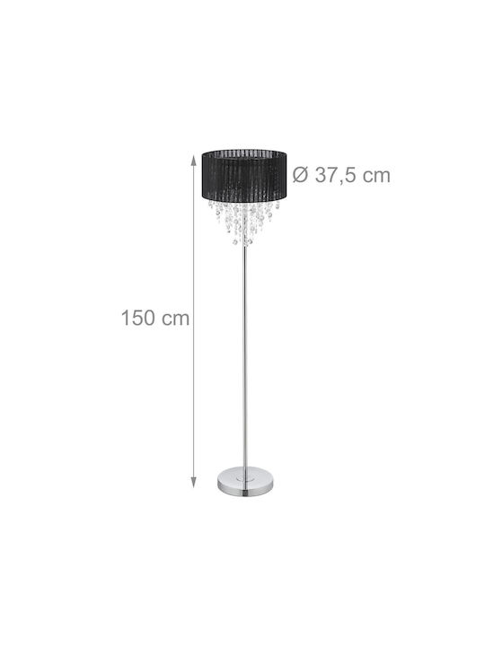 Relaxdays Floor Lamp H149xW150cm. with Socket for Bulb E27 Black