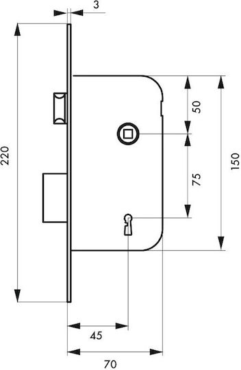 Recessed Door Lock 45 X 75 2 Keys Gold Thirard 00094342