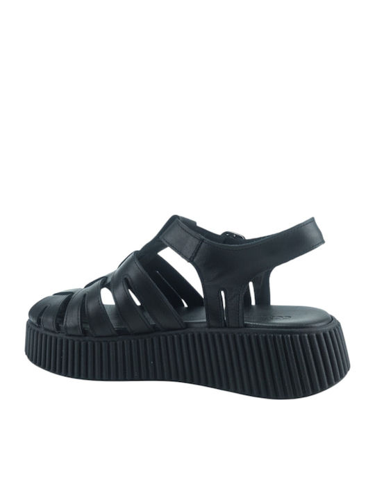 Sandale Casual Damă de Piele Negru