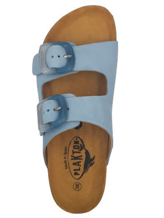 Leather Women's Flat Sandals Anatomic in Blue Color