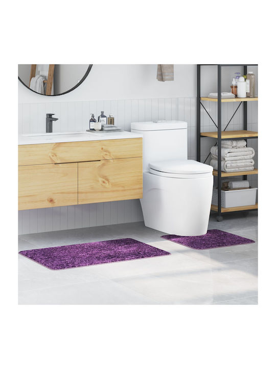 vidaXL Antiderapant Set Covorașe de Baie Microfibra 4019862 Purple 2buc