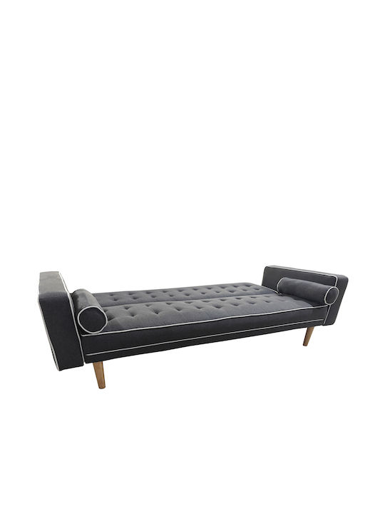 Aubrey Three-Seater Couch Bed with Storage Space Grey 224x88x84 cm