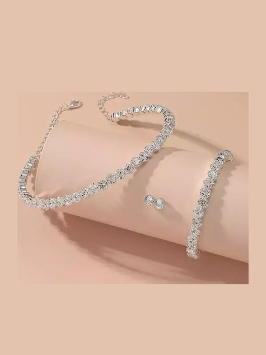 Set with Necklace , Earrings & Bracelet with Stones