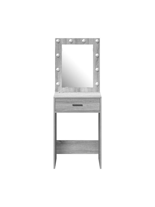 Floor-Standing Grey Wooden Makeup Dressing Table with Mirror 50x41x135cm