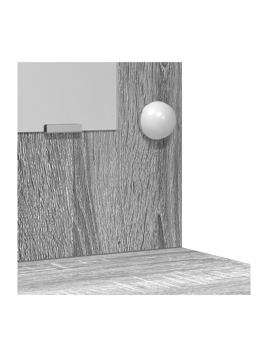 Floor-Standing Grey Wooden Makeup Dressing Table with Mirror 50x41x135cm