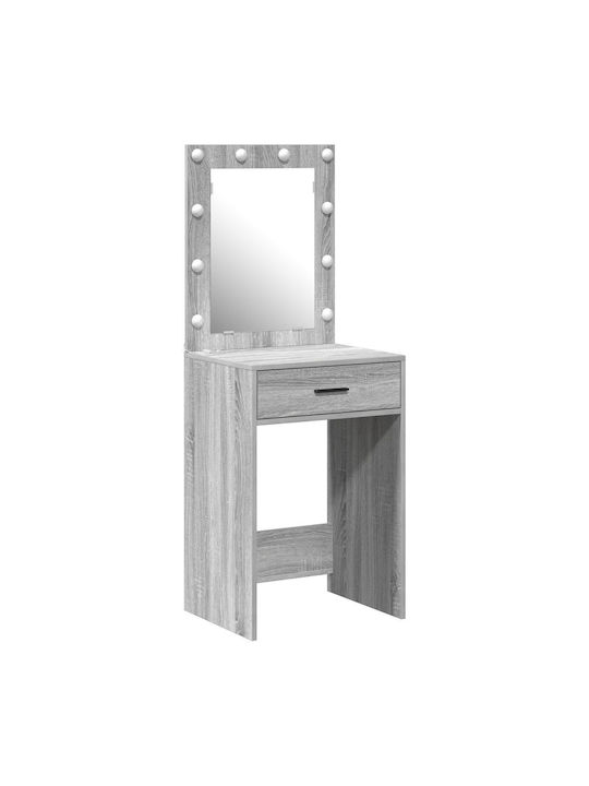 Floor-Standing Grey Wooden Makeup Dressing Table with Mirror 50x41x135cm