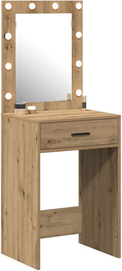 Masută De Toaletă De Podea Din Lemn Nuc Cu Oglindă 50x41x135cm