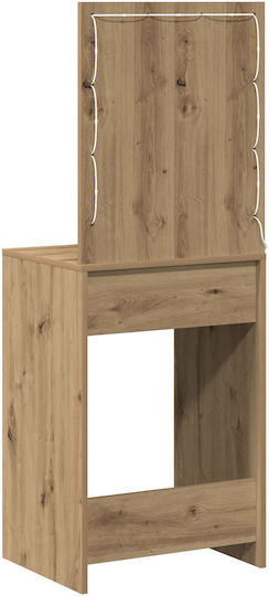 Masută De Toaletă De Podea Din Lemn Nuc Cu Oglindă 50x41x135cm