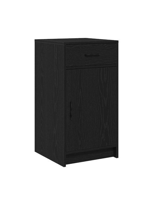 Masută De Toaletă De Podea Din Lemn Negru Prelucrat Cu Oglindă 50x41x135cm