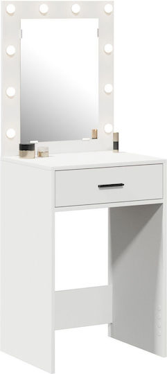 Floor-Standing Makeup Dressing Table Wooden White with Mirror 50x41x135cm
