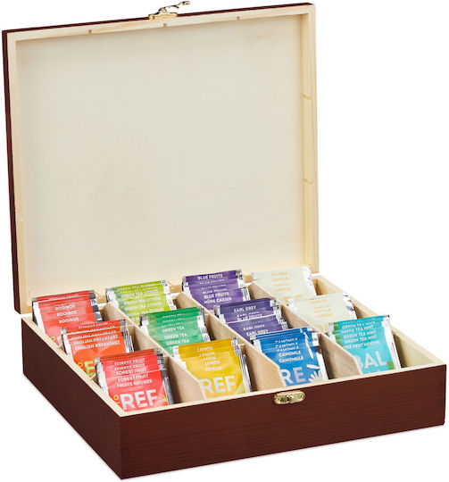 Relaxdays Box für Tee mit Deckel Hölzernes Braun 26x7.5x29cm Relaxdays Box für Tee mit Deckel Hölzernes Braun 26x7.5x29cm